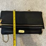 Nine West Black Leather and Gold Detail Fold-over Clutch with Chain Strap Photo 10