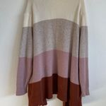 Madewell Creme Pink Colorblock Coziest Yarn Kent Striped Drape Cardigan Sweater Photo 6