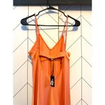 Etam Womens Medium Peach Satin Back Cut out Midi Slip Dress Slit Party Chic Orange Photo 1