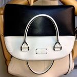 Kate Spade White Black Leather Dome Shaped Top Handle Crossbody Satchel Photo 4