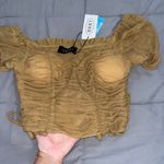 Cider Ruched Mesh Crop Top Photo 4