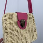 Craftabelle Woven Wicker Crossbody Bag Picnic Purse Faux Leather Boho Pink Photo 5