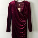Alex Marie NWT Nikki Surplice V-Neck Long Sleeve Mahogany Velvet Dress Photo 5