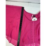 Love by Design Pink Sheer Cape Top Crochet Trim Flowy Blouse Cover Up Cropped XL Photo 14