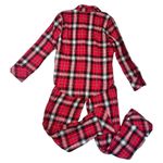 Victoria's Secret  Shimmer‎ Cotton Flannel long sleeve Pajama Set black pink plaid Photo 3