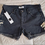 James Jeans  Dark Gray Lace-Up Denim Shorts Photo 0