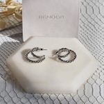 Rachel Zoe Curateur x Rendor Victoria Double Hoop Earrings White Gold Plate RARE Silver Photo 0
