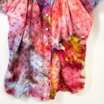 Denim & Co XS Top Handmade Tie Dye Eyelet Button Down Babydoll Y2K Boho 1616 Pink Photo 5