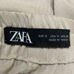 ZARA  Women's Beige High Waisted Pleated Drawstring Tapered Trousers Pants Size S Photo 3