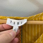 THML  Anthro Short Sleeve Yellow Embroidered Striped Boho Babydoll Top Size Large Photo 4