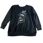 Torrid  1X Lips Hell Raiser Burnout Sweatshirt Grey Long Raglan Sleeve Crew Neck Photo 1