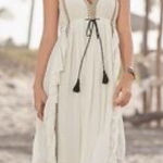 Sundance Talisman White Ruffle Maxi Dress with Tassel Tie Women’s Medium Photo 0