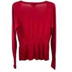 August Silk Red Silk Blend Peplum Sweater Womens M V-Neck Knit Top Photo 1