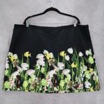 Victoria Beckham  Black Floral Mini Short Zip Fun Preppy Flirty Skirt Plus 2X Photo 0