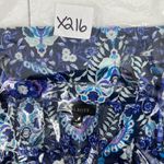 Talbots Size M Pleated Sleeve Top Floret Medallion Elbow Sleeve Split Neck Blue Photo 10