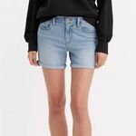 Levi's NWT Women's Mid Length Classic Blue Jean Shorts with Frayed Hem Size 28 Photo 0