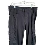 prAna Pants Womens Large Black Cargo Belted Lightweight Stretch Hiking Climbing Photo 1