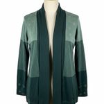 Quacker Factory  Cardigan Sweater Womens M Green Embellished Snowflake Open Front Photo 0