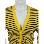 Tommy Hilfiger VTG 90s Yellow Blue Striped Academia V-neck Button Cardigan L Photo 2
