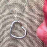 None Vintage Sterling Silver Chain and Open Heart Pendant Necklace 18" Valentine Gift Photo 0