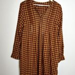 Sonoma Orange Plaid Pattern Long Sleeve Peasant Dress Photo 0
