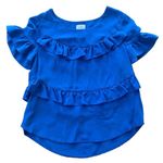 HD in Paris  Blue Silk Ruffle Blouse Photo 0