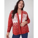 Lane Bryant Red White Nordic Classic Long-Sleeve Fair Isle Cardigan XL, NWOT Photo 6