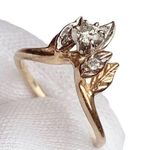 14K Yellow Gold Diamond Engagement Crown Tiara Style Ring Photo 0