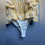 Lulus  Sweetest Frills Yellow Print Tie-Strap
Smocked Bodysuit Photo 7