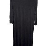 J.Jill  Womens Long Line Slub Knit Top Large Black Split Sides 3/4 Sleeve Stretch Photo 0