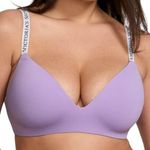 Victoria's Secret No Wire Bra Lightly Lined Adjustable Logo Straps Gray 32DDD Photo 0