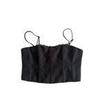 White Fox Boutique WHITE FOX Black Lace Trim Crop Tank Top Size XL Photo 4