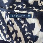 La Plage Dress Medium 100% Cotton Coverup Midi Resort Bohemian Crochet Cruise Blue Photo 2