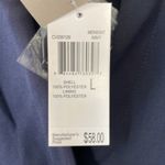 Carmen Marc Valvo NWT  navy sheer ls blouse with gold button and ruffle detail. Photo 3