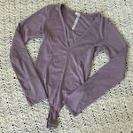 Free People  Deep V Neck Long Sleeve Bodysuit Purple (XSmall) Photo 7