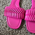 ZARA  Hot Pink Leather Slip On Sandals Womens 8.5 Beachy Flats Slides Casual Photo 6
