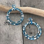 Tortoise Blue Acrylic Double Hoop Earrings Blue Photo 0