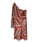 Shoshanna  Silk Stripe One Shoulder Dress size 8 Brown Pink Cream Photo 4