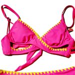 Bikini Nation Pink Yellow Embroidered Bikini Top Medium Photo 4