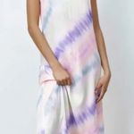 ZARA  Satin Effect Rainbow Pastel Tie Dye Midi Dress Size XL Photo 0