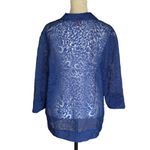 Hearts Of Palm Womens Sheer Blue Leopard Print Button Photo 1