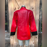 Vintage Retro 80s Raw Basix Red Soft Leather Mid Length Tuxedo Style Jacket~M~ Photo 4