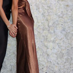 Brown silk wedding guest dress Photo 0