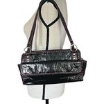Tommy Hilfiger Crinkle Black with pink stitching Satchel Handbag. Photo 0