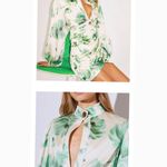 NWT Asymmetrical Hollow Out Print Dresses Long Sle Green Size M Photo 5