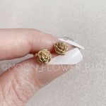 18k Gold Rose Stud Earrings with Flat Back – Hypoallergenic Stainless Steel Photo 2