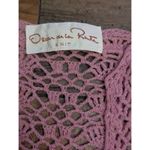 Oscar de la Renta Pink Crochet Knit Sweater Y2K Fairycore Cottagecore V-Neck S Photo 3