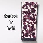 Vintage Floral Print Wool Blend Rectangle Scarf Gray Red White Multiple Photo 5