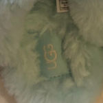 UGG  Scuffette Wavy Sky Slippers Sz 6 US Suede Sheepskin Fur Trim Mint Green Cozy Photo 10