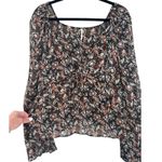 Free People  Uptown Boho Floral Tie Front Bell Sleeve Peasant Blouse Top Sz Small Photo 6